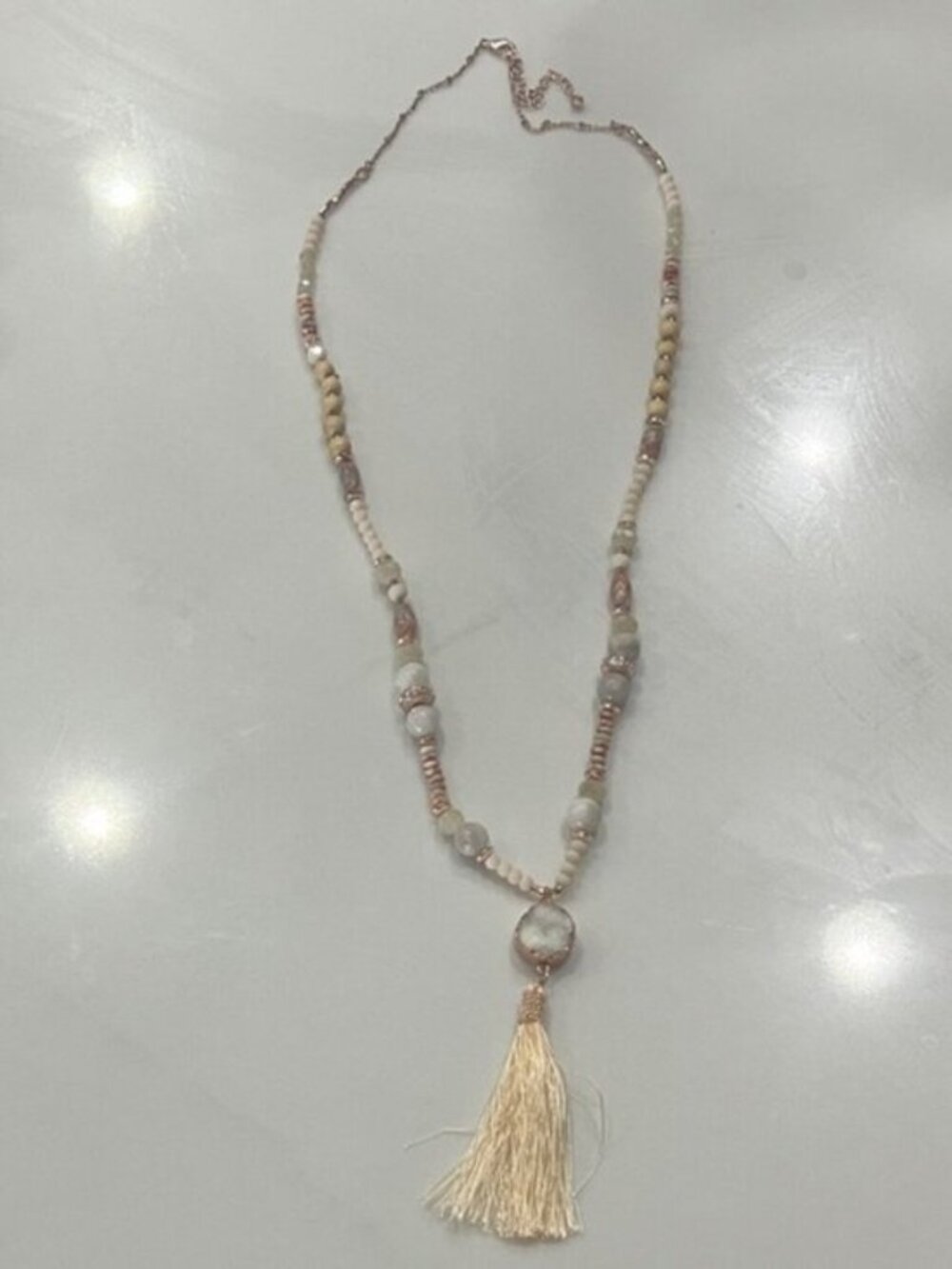 Chic Beaded Necklace with Tassel Beachy Vibe